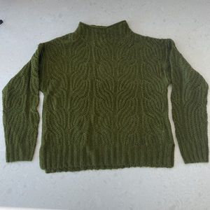 J Crew green Alpaca Wool Cable knit Sweater Size Small
